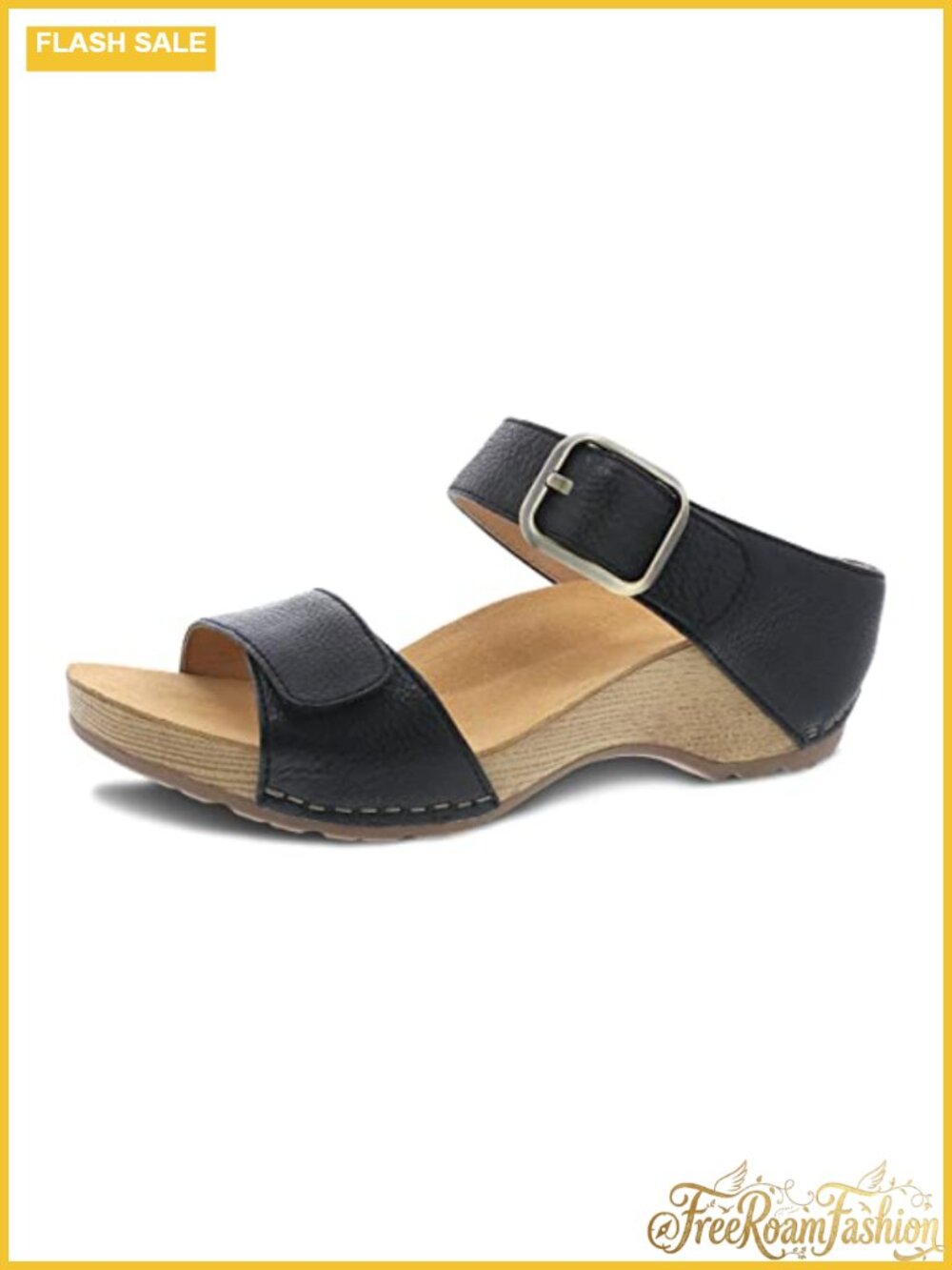 Dansko Tanya Leather Slide Sandal Adjustable Hook & Loop Casual Comfort